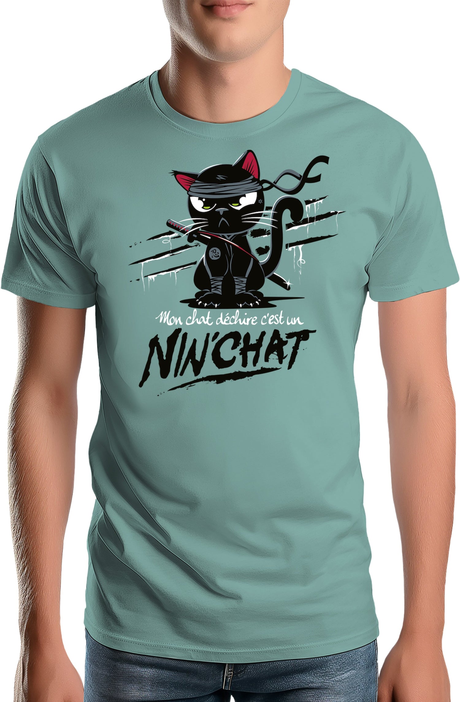 T-Shirt Homme Mon chat déchire tout c'est un Ninja