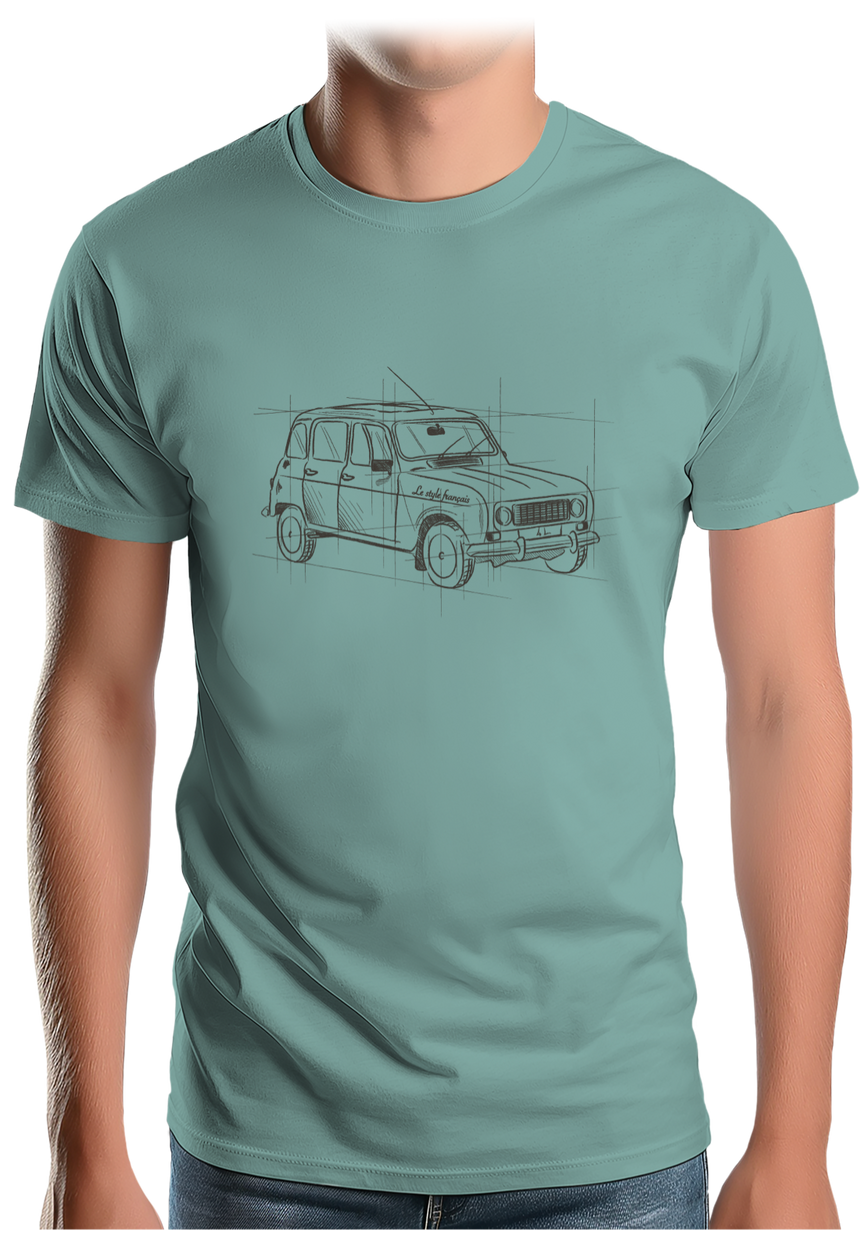 T-Shirt Homme Voiture 4L en dessin