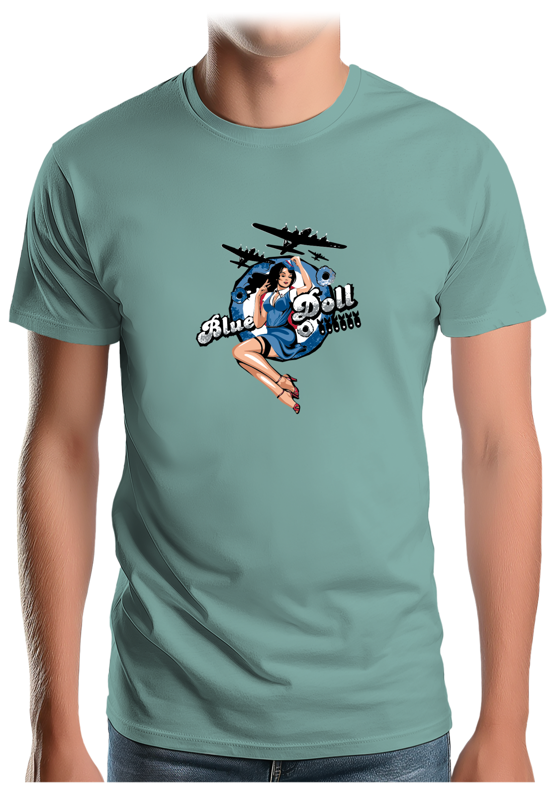 T-Shirt Homme Pin Up Avec Avion