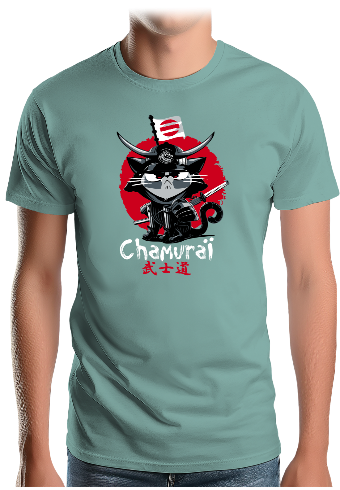 T-Shirt Homme Chat en samouraï