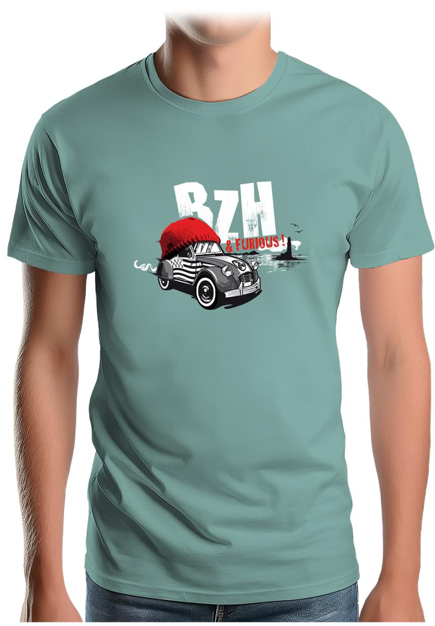 T-Shirt Homme Voiture 2CV de Bretagne, BZH & Furious