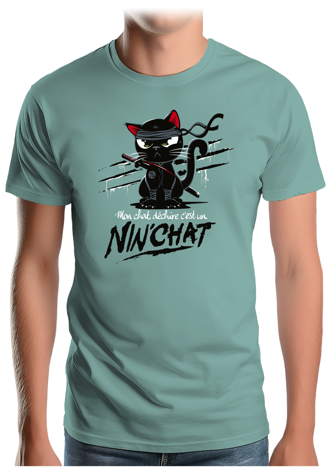 T-Shirt Homme Mon chat déchire tout c'est un Ninja