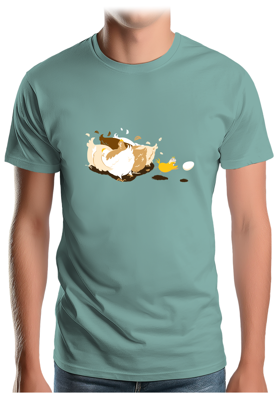 T-Shirt Homme Poule et poussin qui jouent au rugby