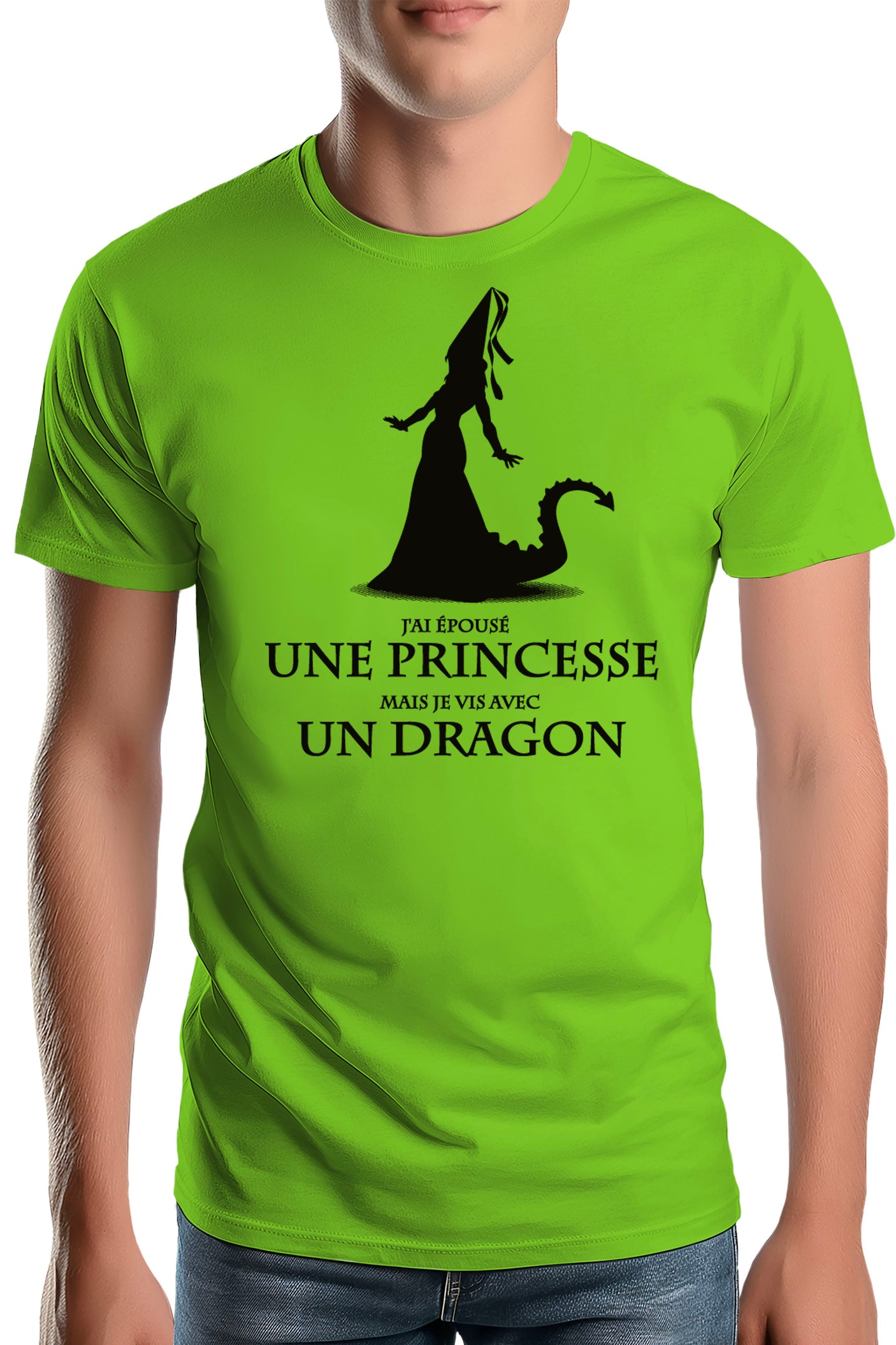 T-Shirt Homme D'épouser une princesse à vivre avec un dragon