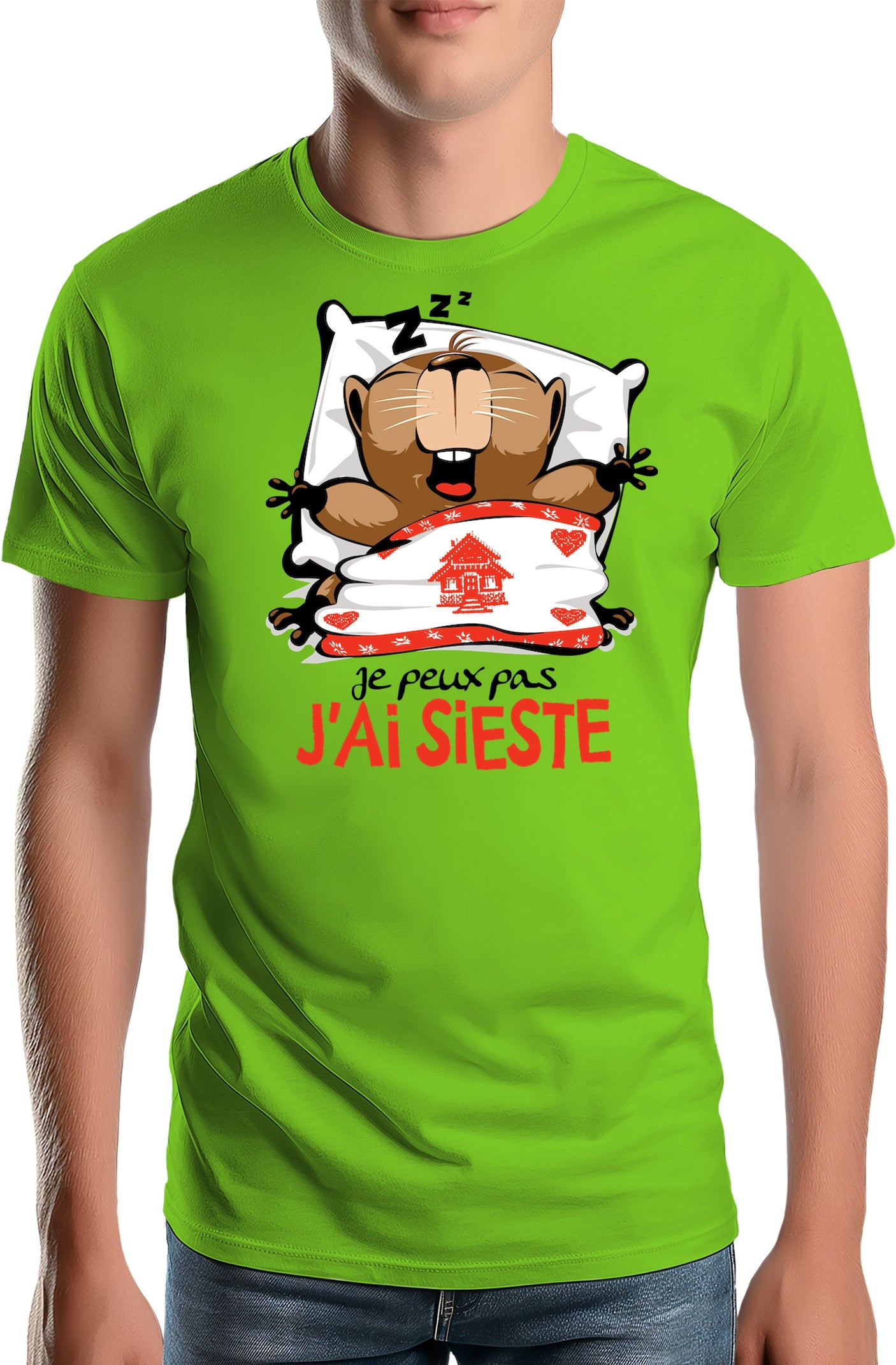 T-Shirt Homme Je peux pas j'ai sieste marmotte