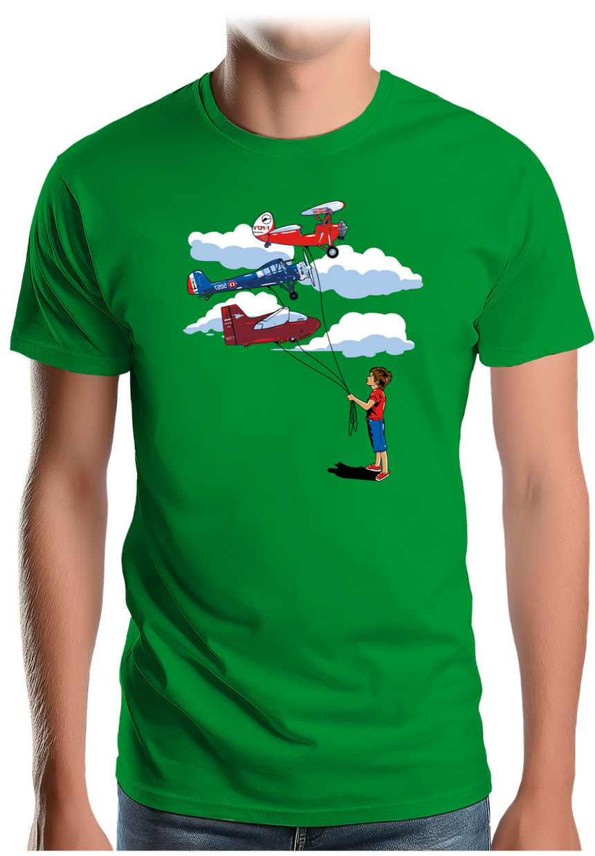 T-Shirt Homme Enfant Avec 3 ballons Avion