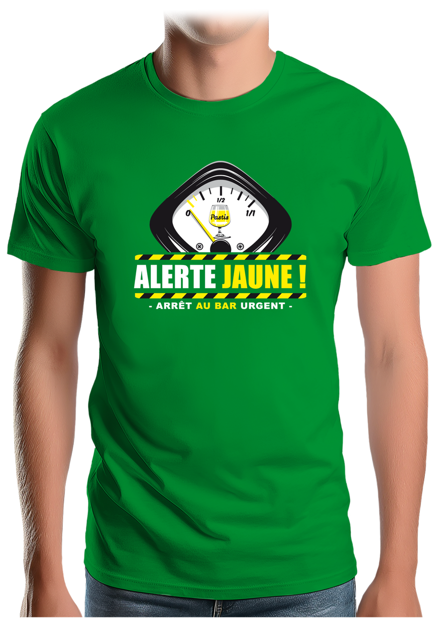T-Shirt Homme Alcool Alerte jaune
