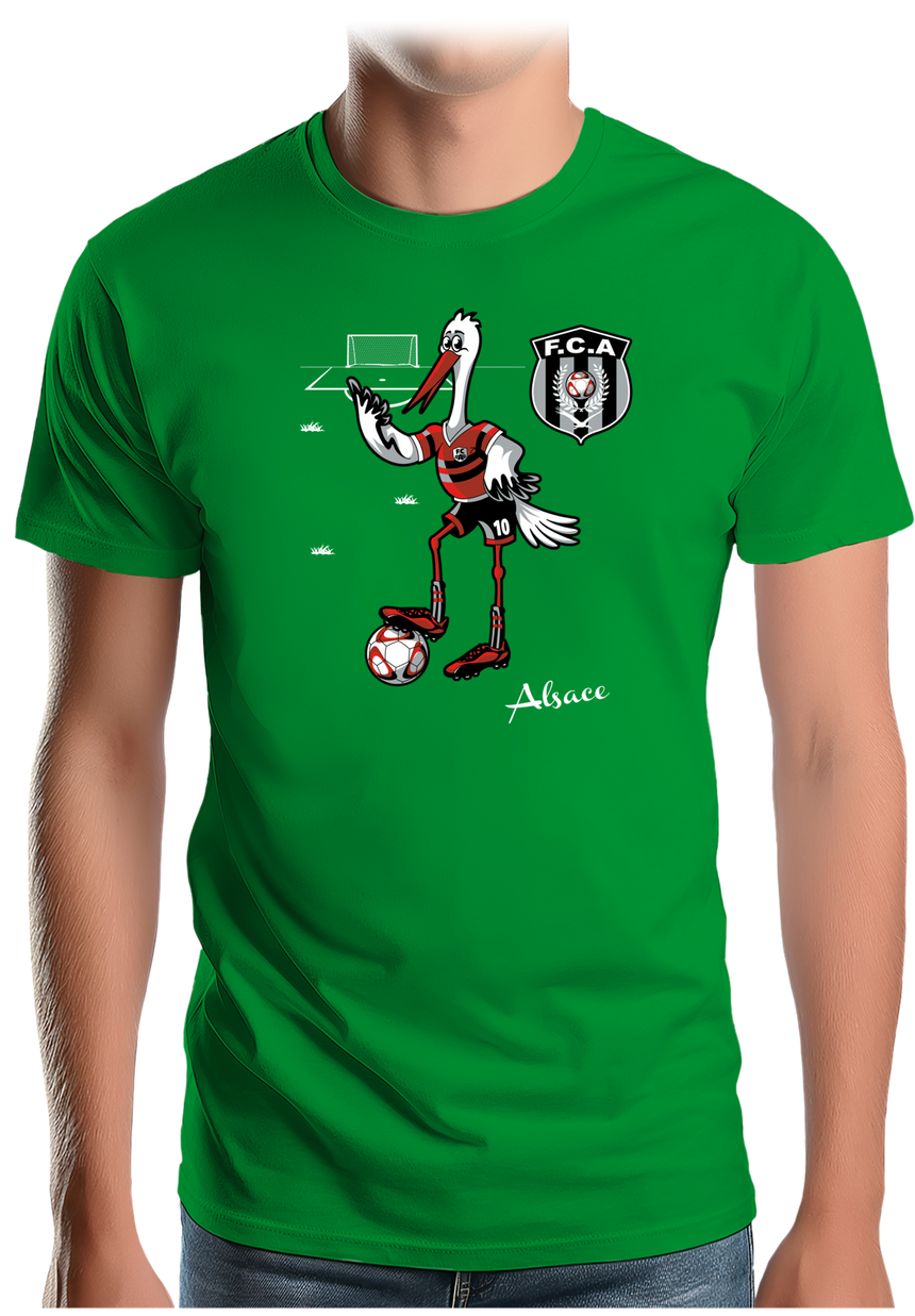 T-Shirt Homme Cigogne d'Alsace qui joue au foot