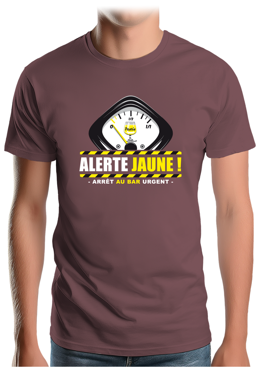 T-Shirt Homme Alcool Alerte jaune