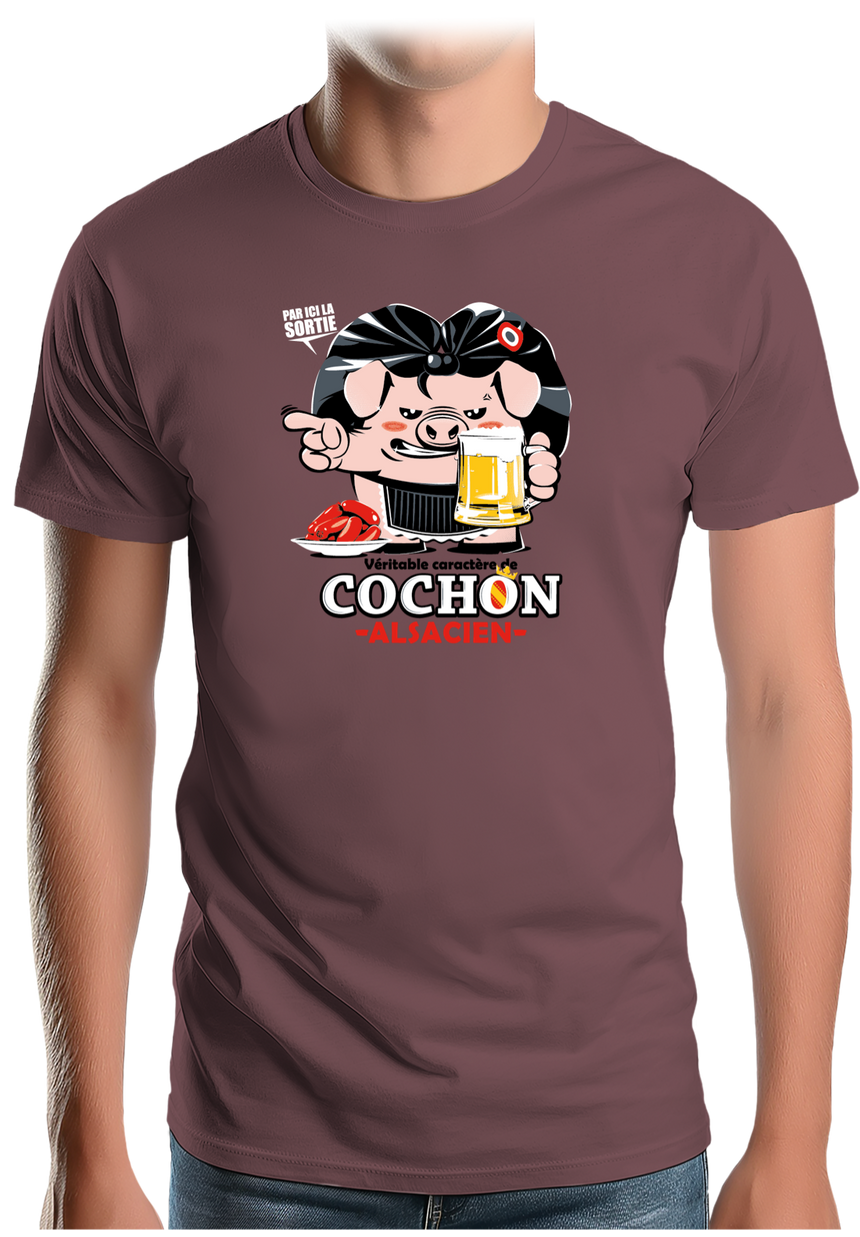 T-Shirt Homme Caractère de cochon alsacien
