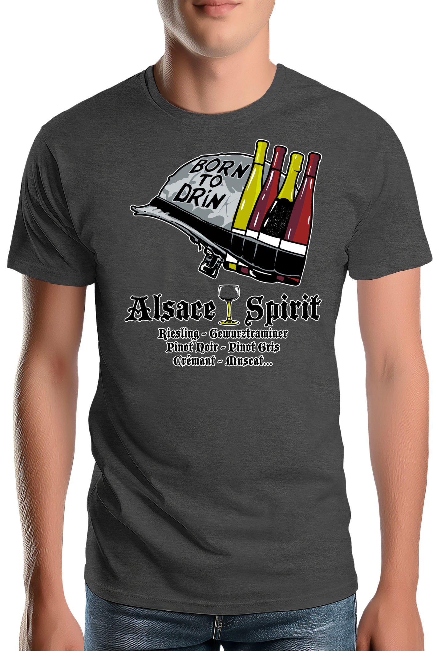 T-Shirt Homme Born To Drink Alsace Spirit