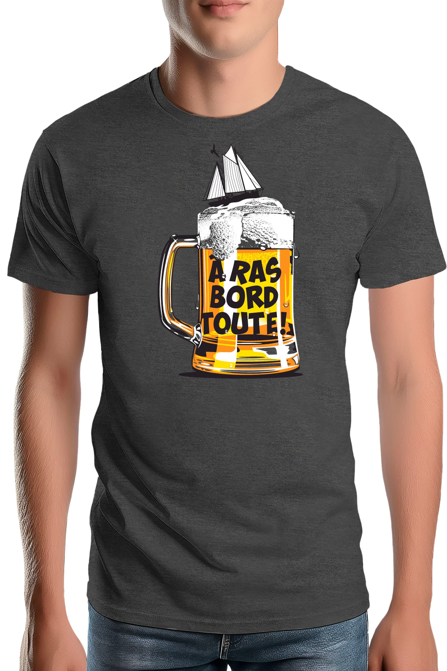 T-Shirt Homme Bière à ras bord toute