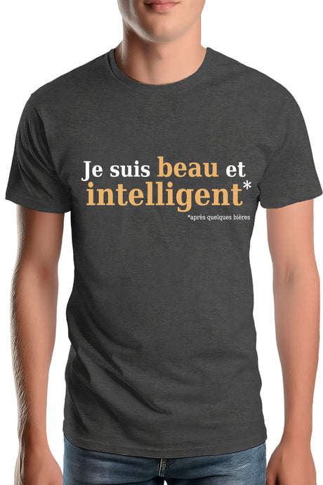 T-Shirt Homme Beau et intelligent Or