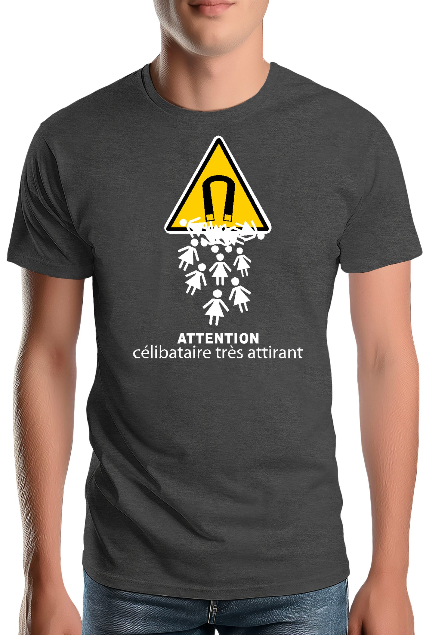 T-Shirt Homme Attention célibataire très attirant
