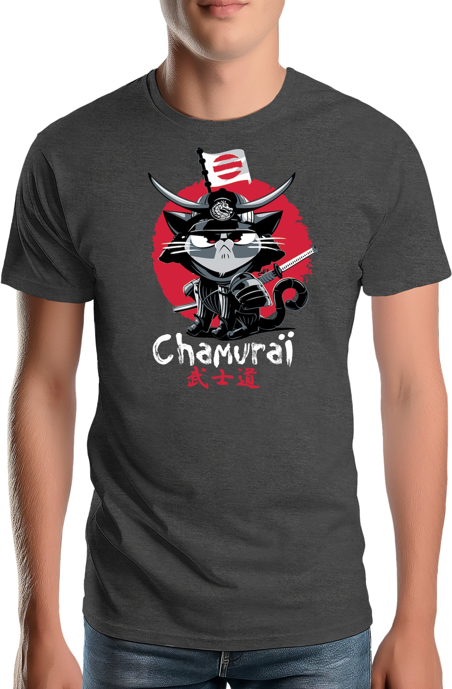 T-Shirt Homme Chat en samouraï