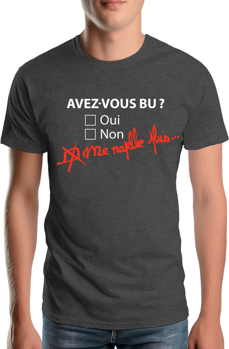 T-Shirt Homme Avez vous bu? Me rapelle plus