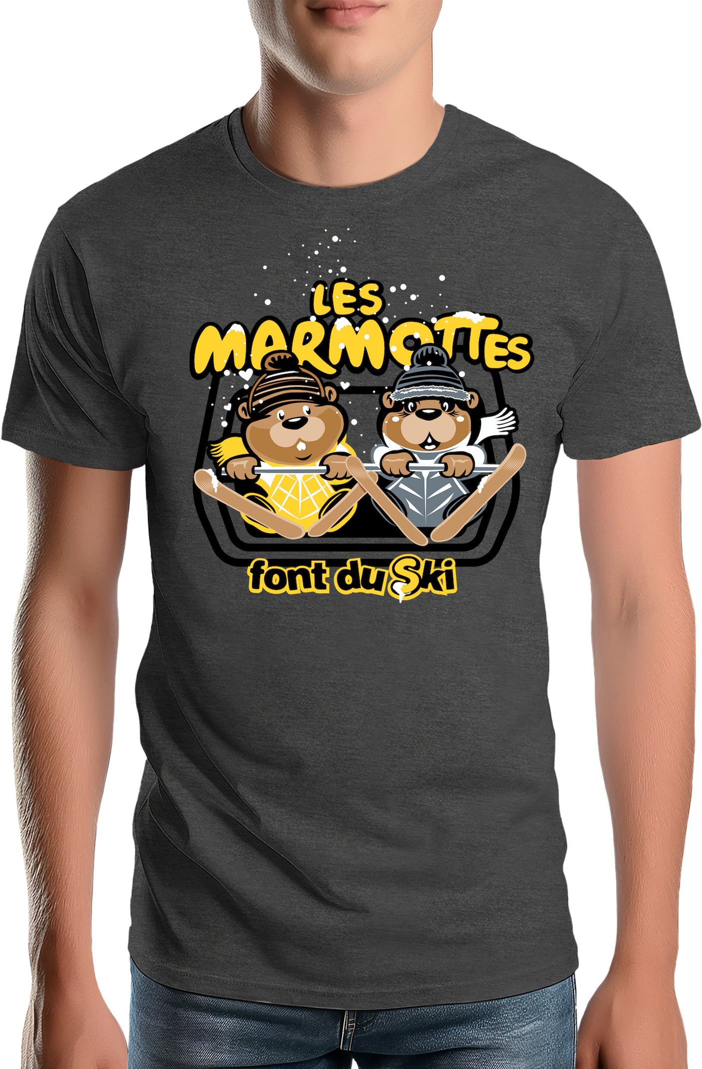 T-Shirt Homme Les marmottes font du ski