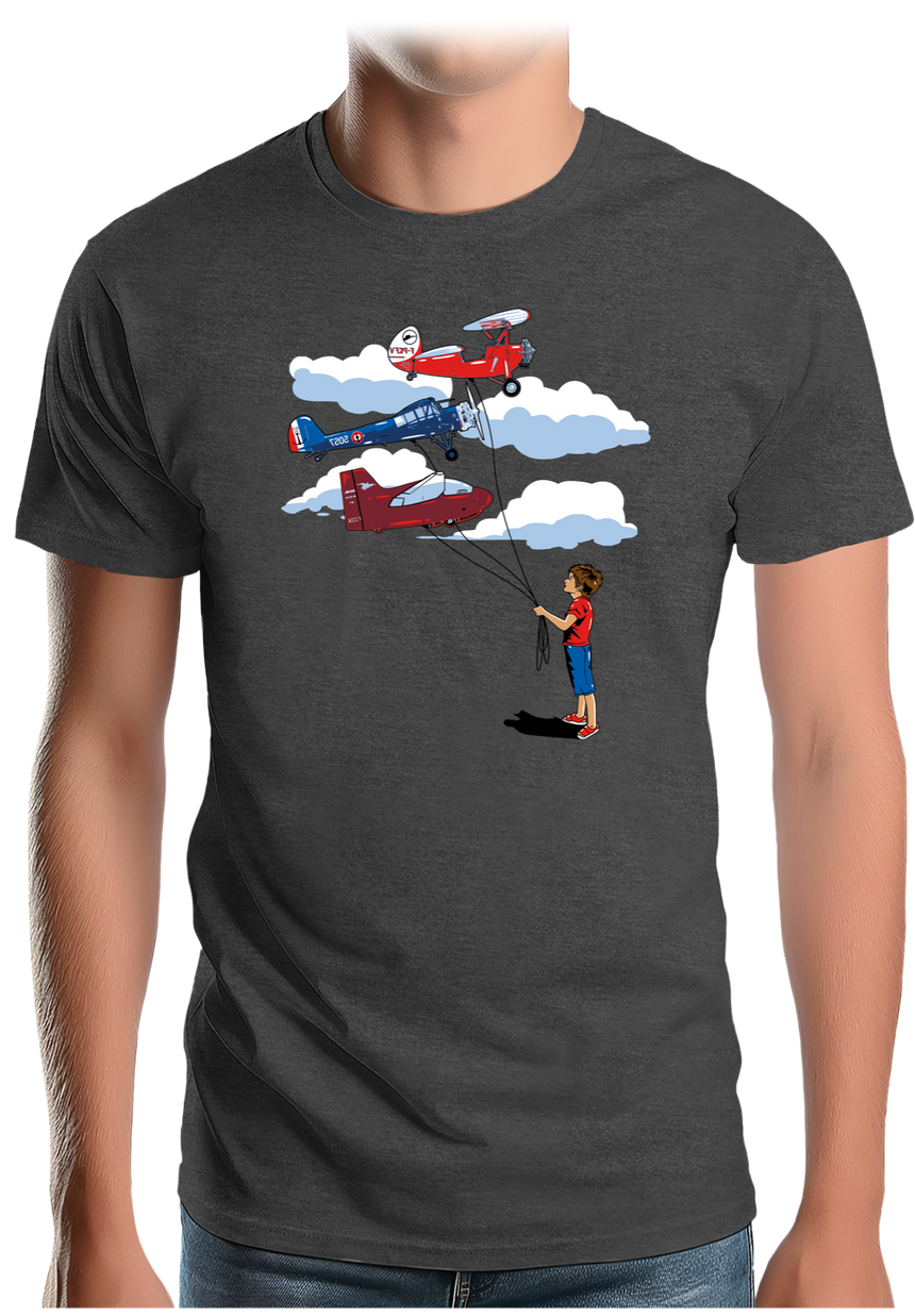 T-Shirt Homme Enfant Avec 3 ballons Avion