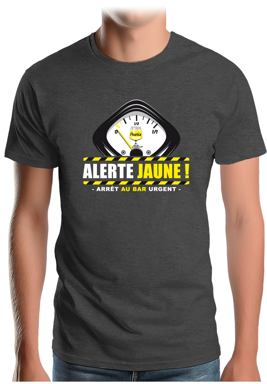 T-Shirt Homme Alcool Alerte jaune