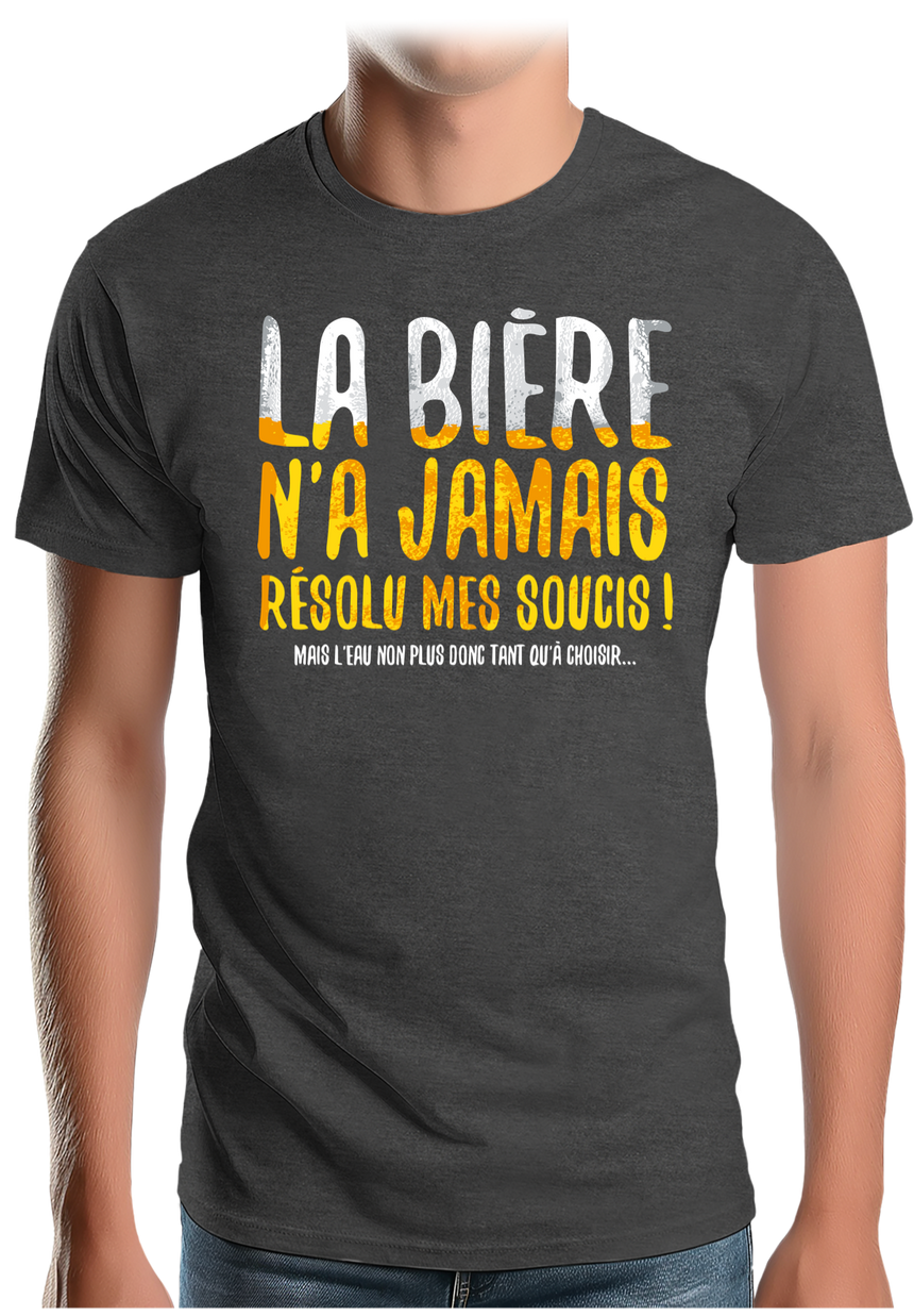 T-Shirt Homme Alcool, la bière n'a jamais résolu mes soucis...