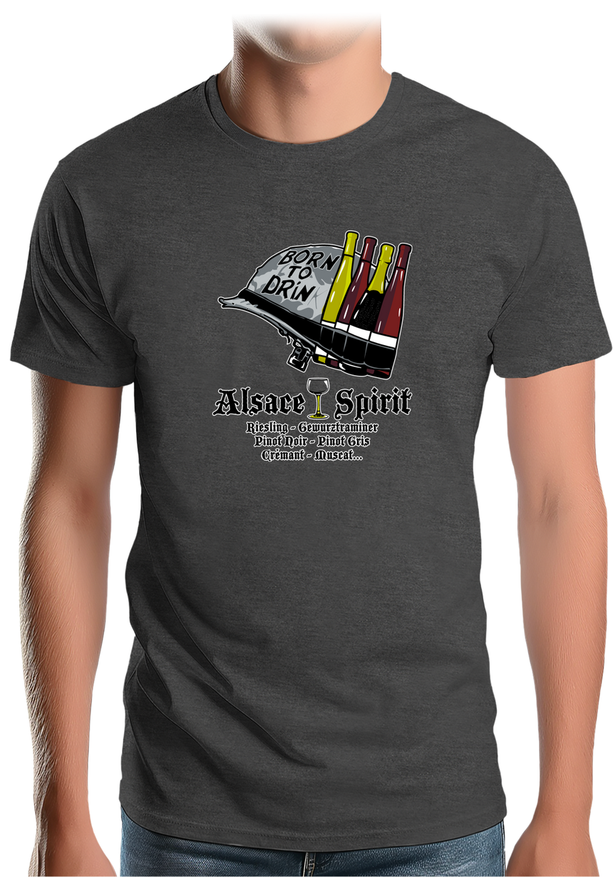 T-Shirt Homme Alcool Born To Drink Alsace Spirit