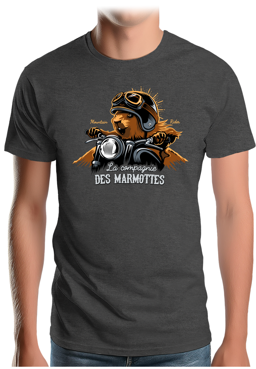T-Shirt Homme Compagnie des Marmottes en Moto