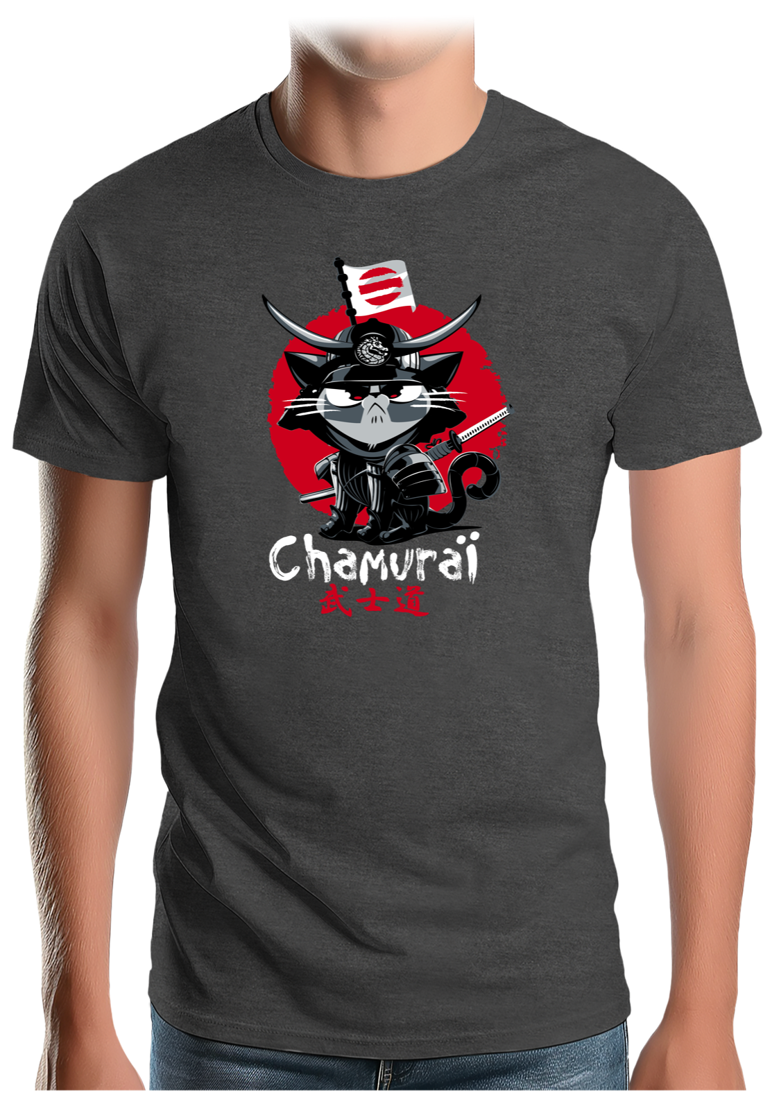 T-Shirt Homme Chat en samouraï