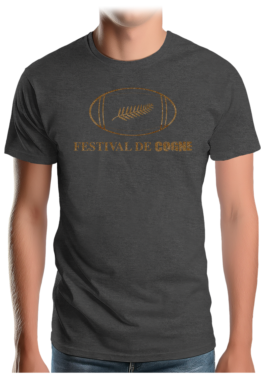 T-Shirt Homme Festival de cogne avec le ballon de rugby