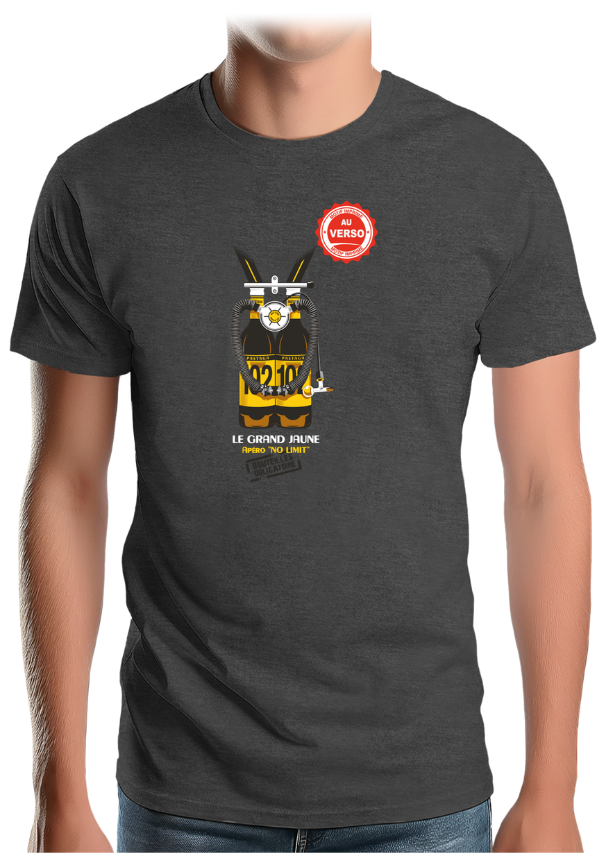 T-Shirt Homme Le grand Jaune bouteille d'oxygène (AU DOS)