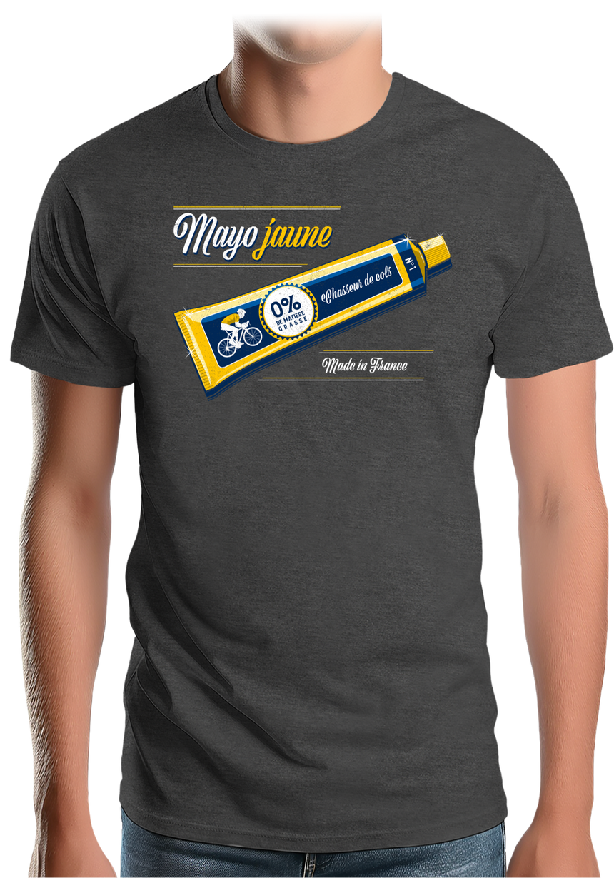 T-Shirt Homme Mayo jaune en vélo