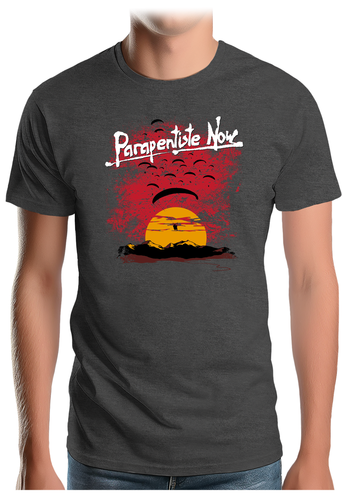 T-Shirt Homme Parapente Coucher De Soleil