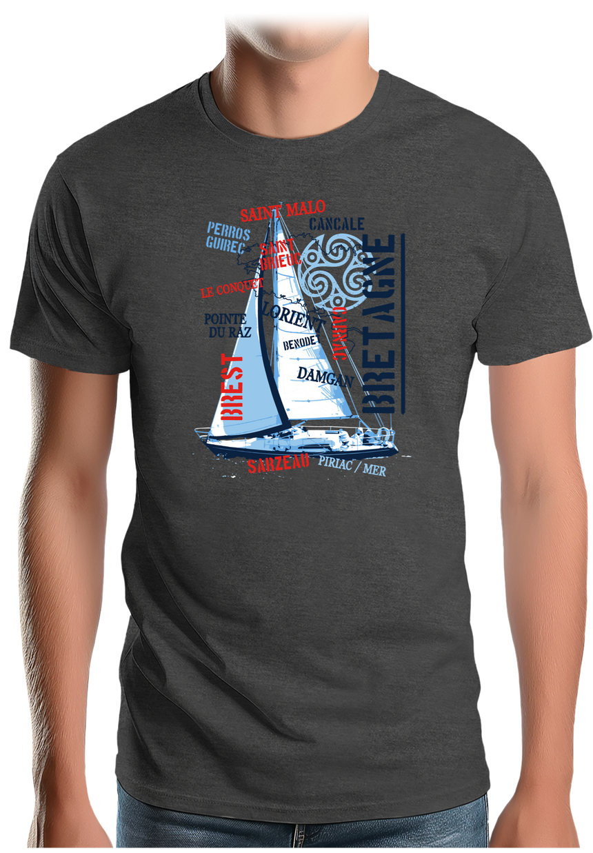T-Shirt Homme Bateau Voilier Bretagne