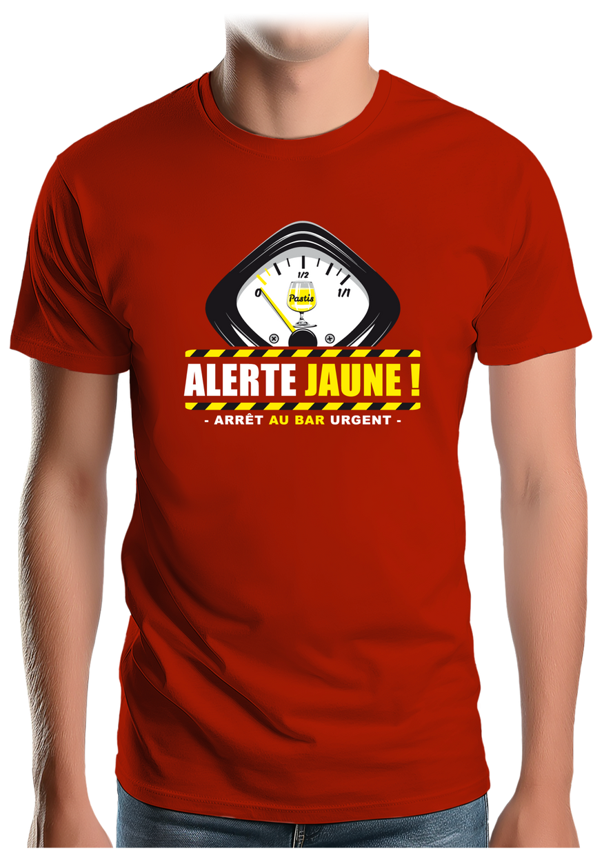 T-Shirt Homme Alcool Alerte jaune