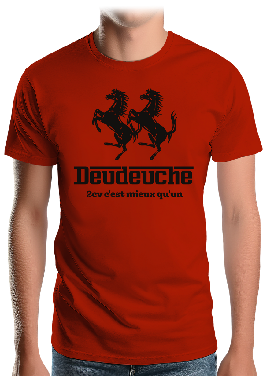 T-Shirt Homme Deux 2CV mieux qu'un cheval cabré