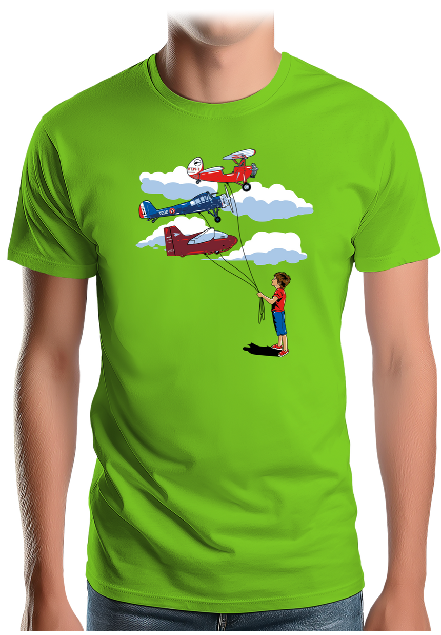 T-Shirt Homme Enfant Avec 3 ballons Avion