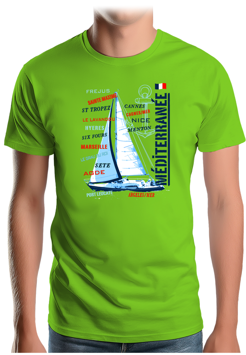 T-Shirt Homme Voilier cote méditerranée