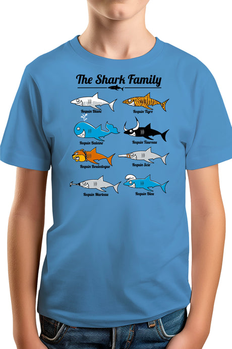 T-Shirt Garçon La famille requin