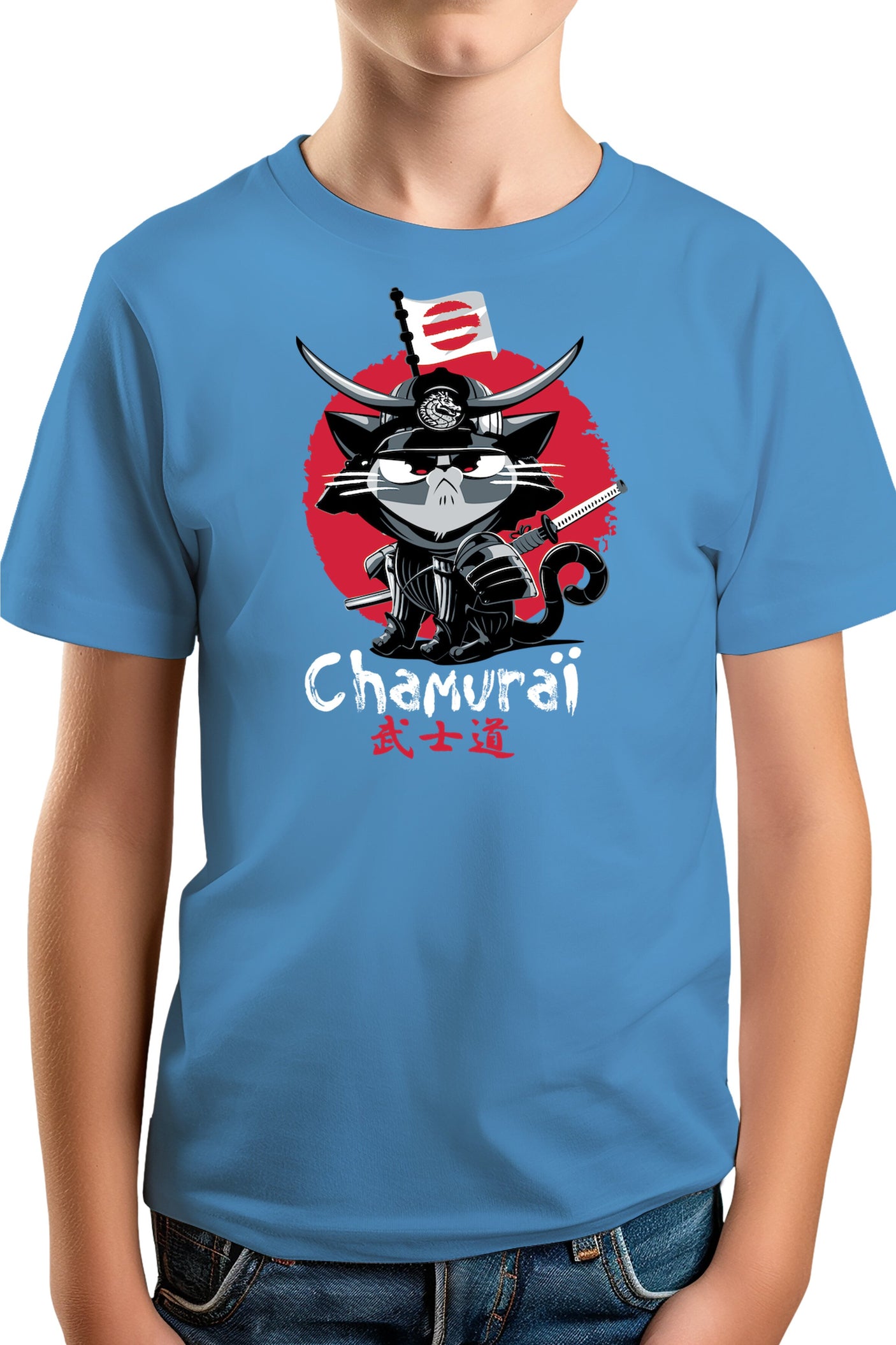 T-Shirt Garçon Chat en samouraï