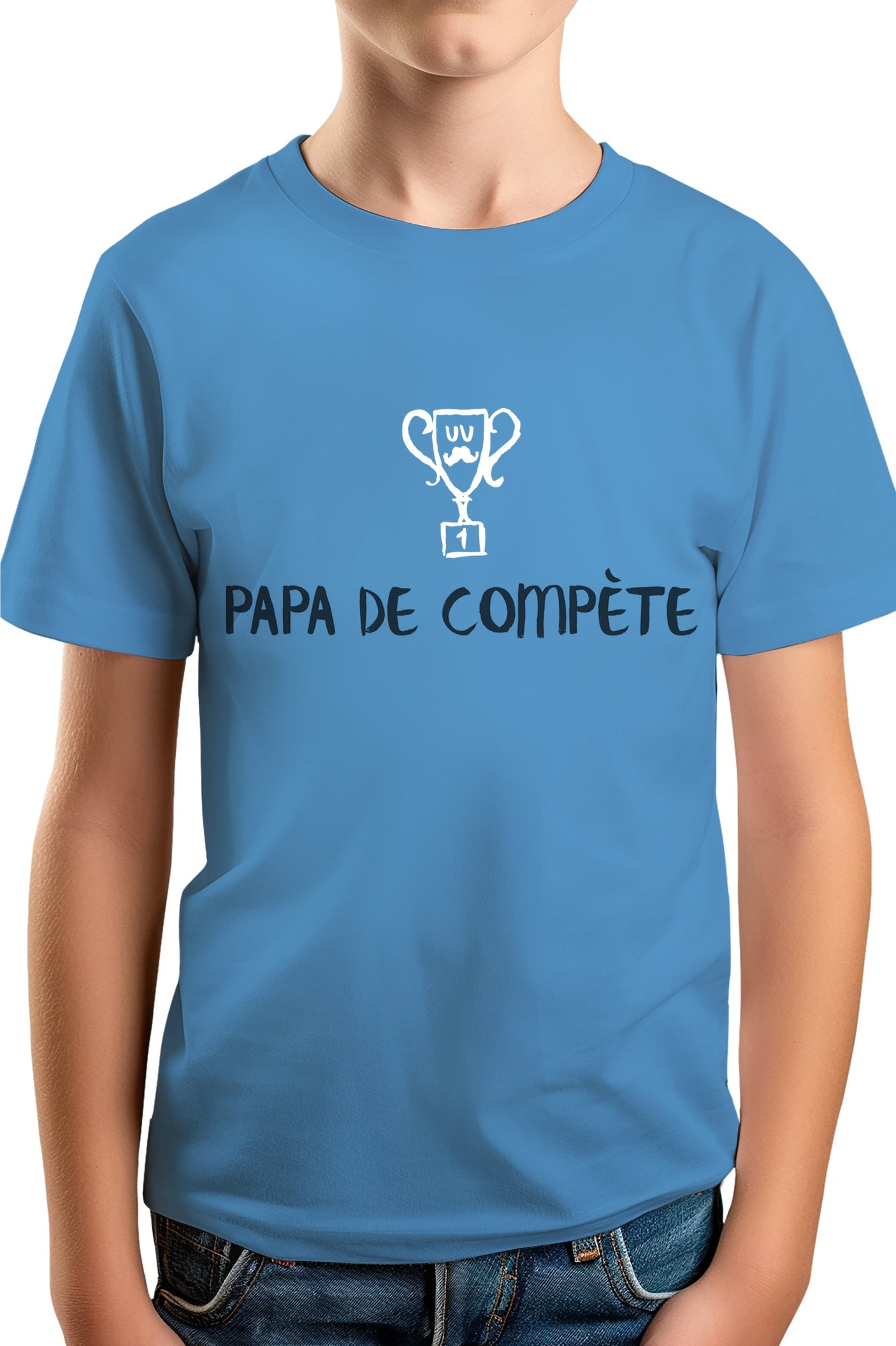 T-Shirt Garçon Un super papa de compète (encre gonflante)