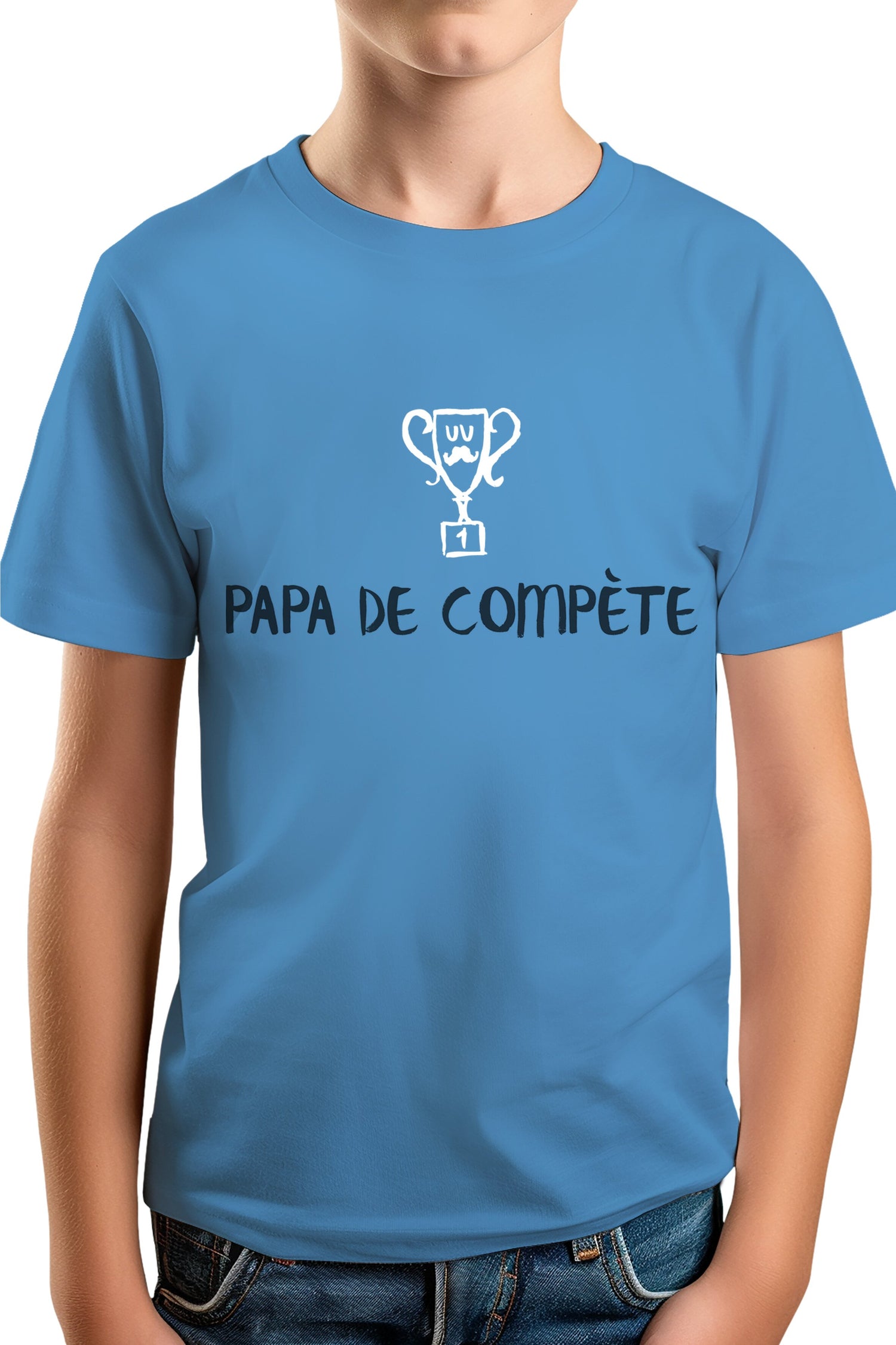 T-Shirt Garçon Un super papa de compète (encre gonflante)