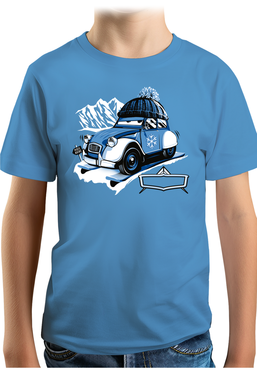T-Shirt Garçon Voiture 2CV au ski