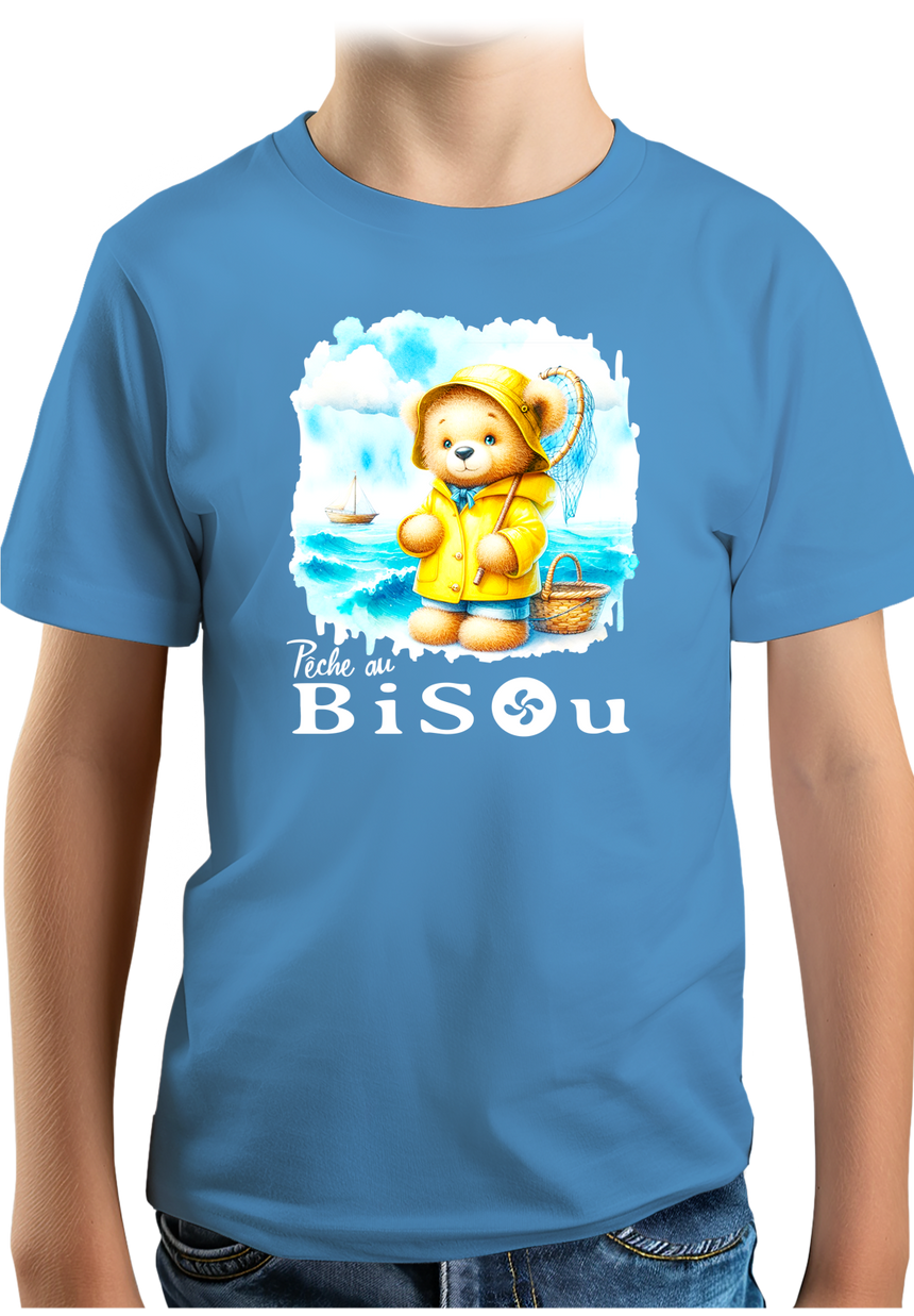 T-Shirt Garçon Ourson breton, pêche au bisou