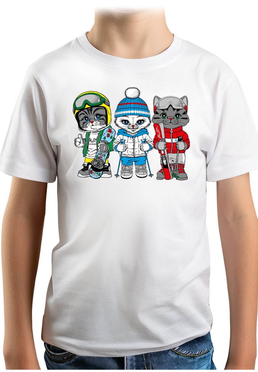 T-Shirt Garçon Les chats au ski (recto/verso)