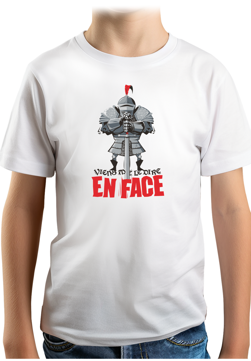 T-Shirt Garçon Chevalier, viens me le dire en face (Recto/Verso)
