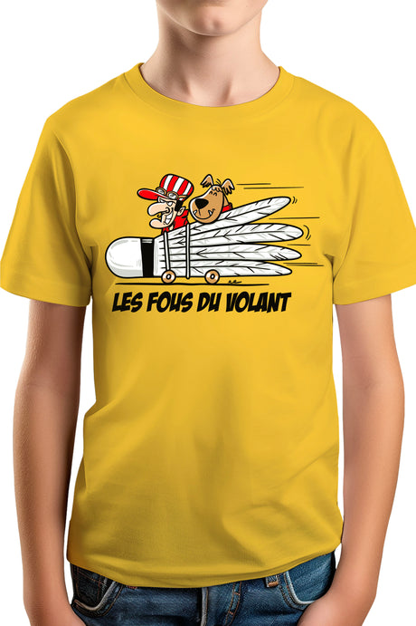 T-Shirt Garçon Les fous du Volant de badminton