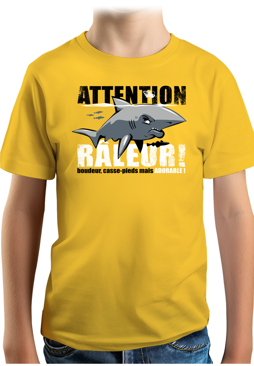 T-Shirt Garçon Attention requin râleur