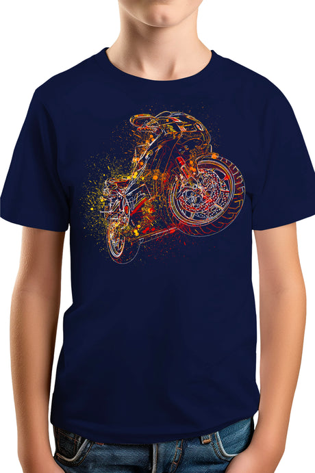 T-Shirt Garçon Dessin moto abstrait