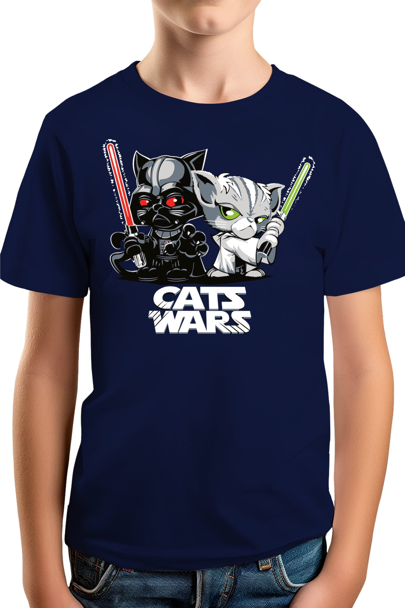 T-Shirt Garçon Le coté obscur des chats