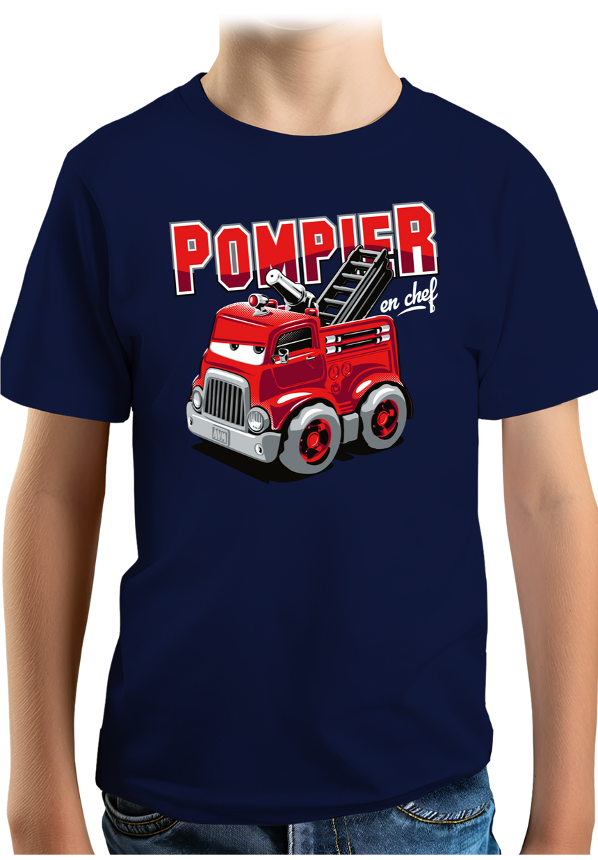 T-Shirt Garçon Camion de pompier en chef