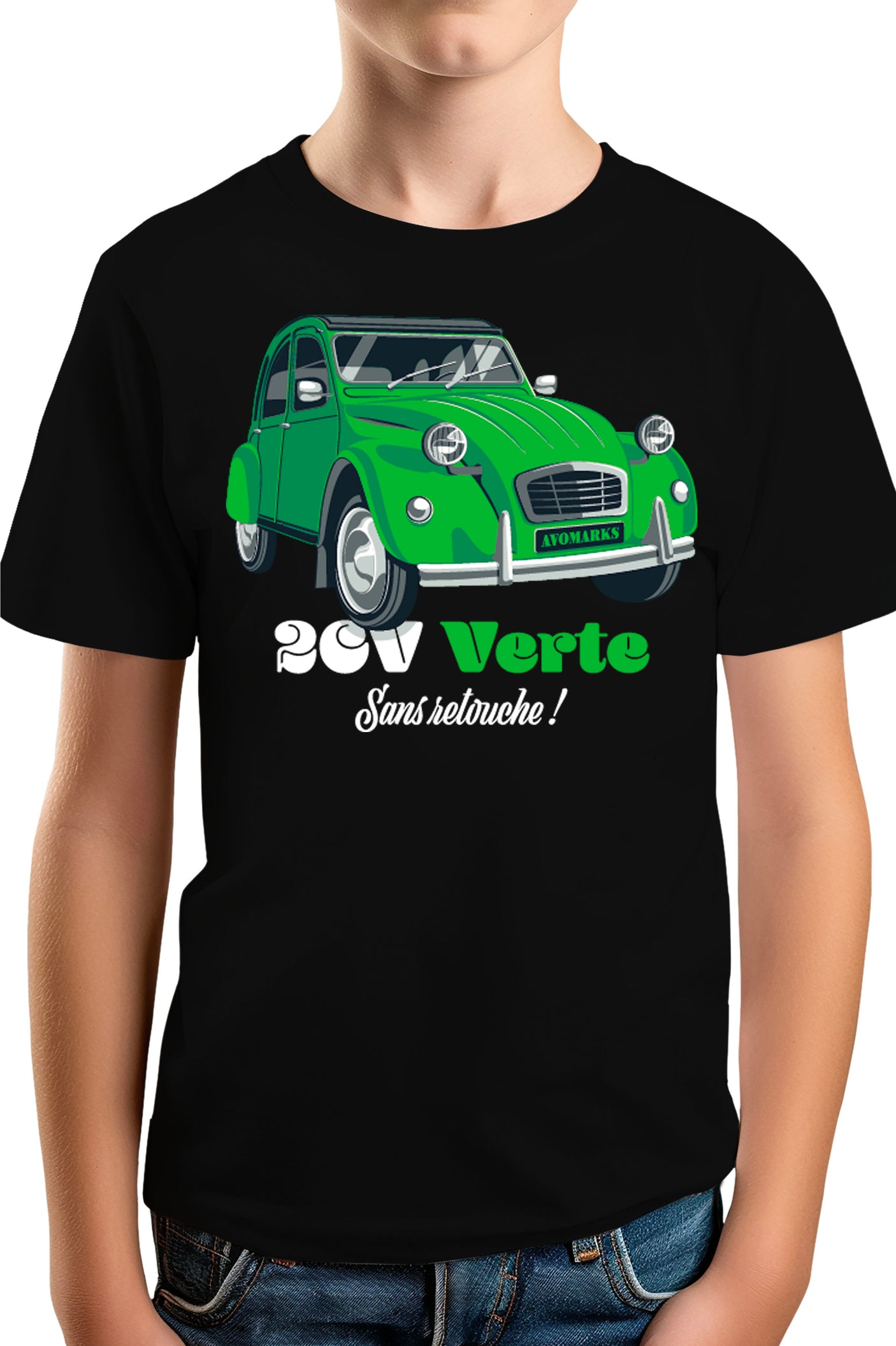 T-Shirt Garçon Deuch verte sans retouche